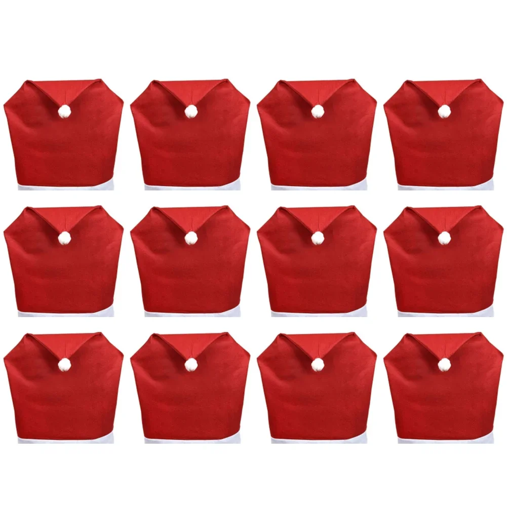 10-1pcs Christmas Santa Hat Seat Cover Festival Favor for Banquet Holiday Christmas Decoration Dining Chair Decor Cover