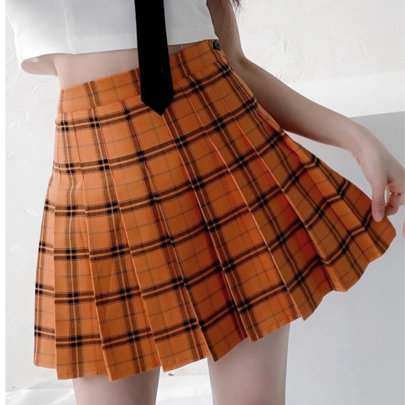 Pattern Brown Plaid Skirt 5xl Harajuku Summer Women Pleated Skirt