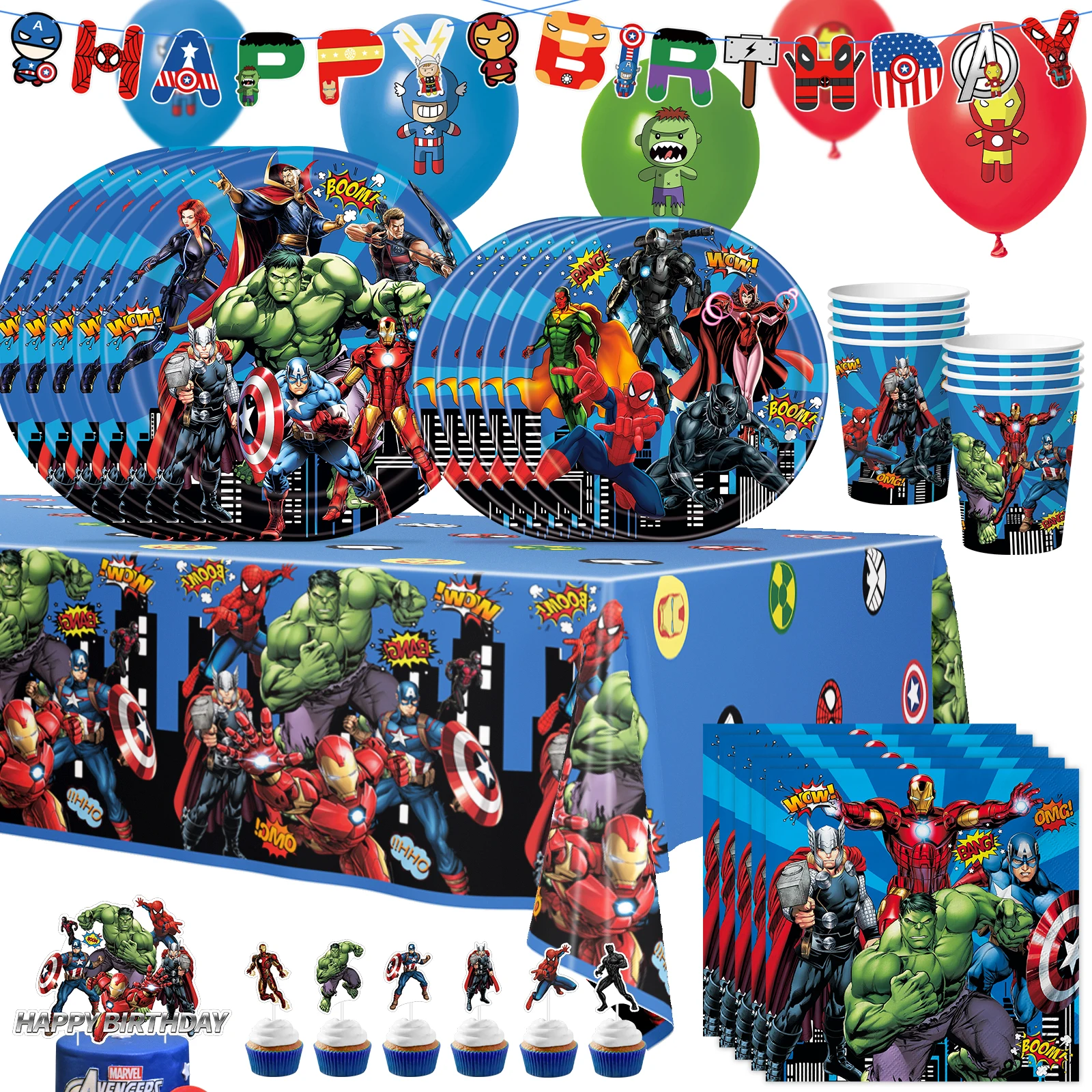 Supereroe The Avengers Fornure per feste di compleanno a tema Tovaglia Tovaglia usa e getta Baby Shower Bomboniere per feste di compleanno per bambini  15