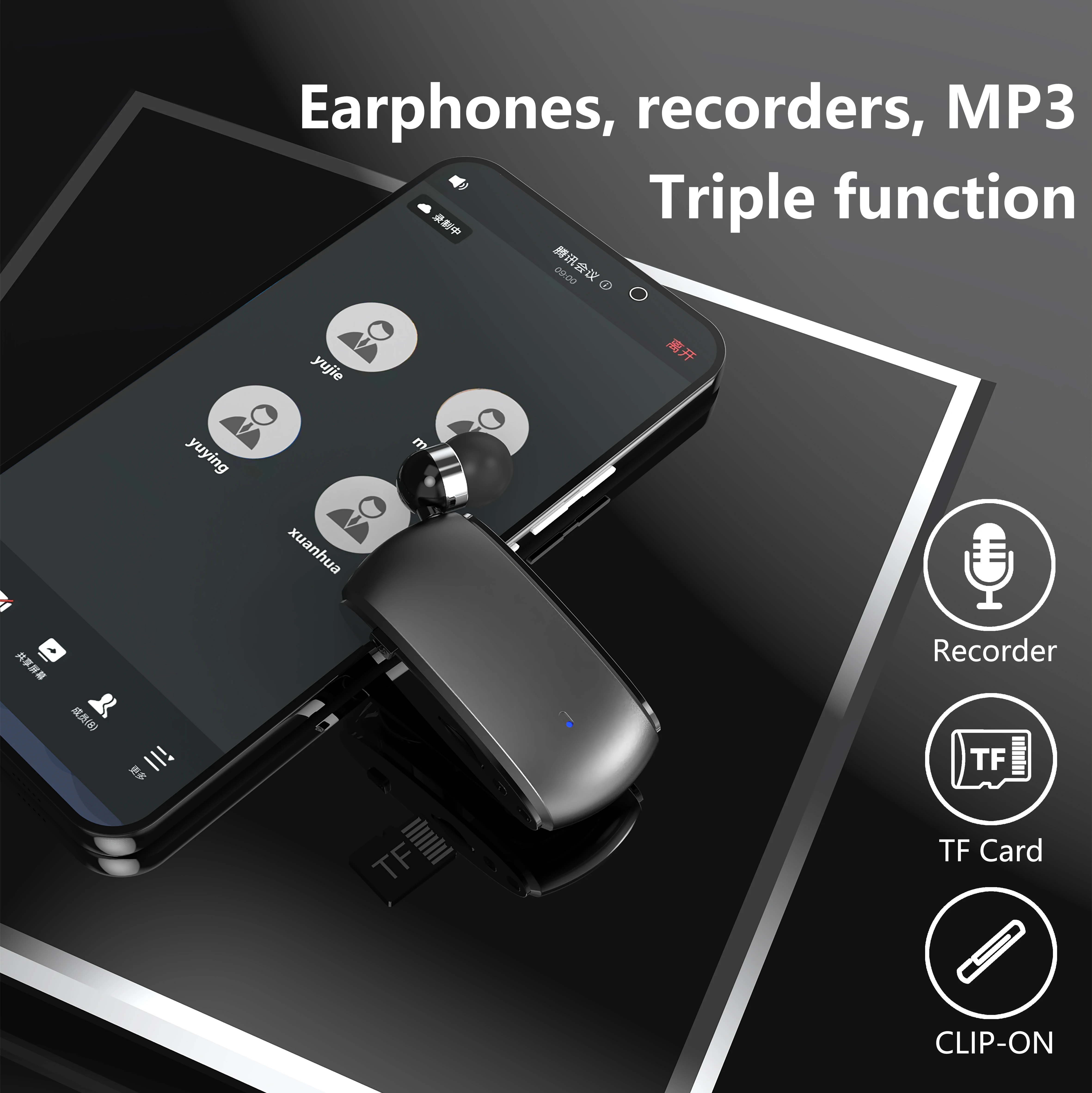 

Беспроводные мини-наушники K68 с поддержкой TF-карты, MP3, Bluetooth 5,3, выдвижная портативная гарнитура с функцией напоминания о звонках и вибрации K55 K53