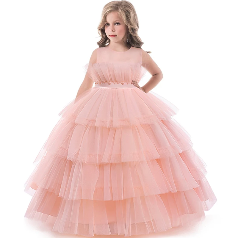 Summer White Bridesmaid Girl Party Dress Wedding Dress Kids Dresses For Girls Children Costumes Princess 10 12 Years