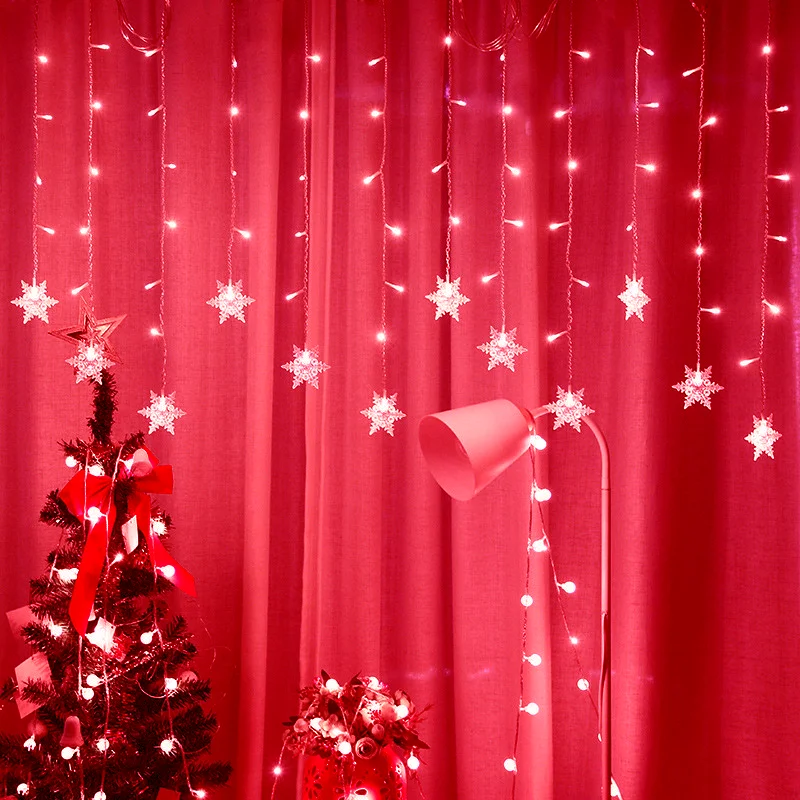 thumbnail image 1 of 3.2M Christmas Light Led Snowflake Curtain Icicle Fairy String Lights Outdoor Garland For Home Party Garden New Year Decoration, 1 of 5