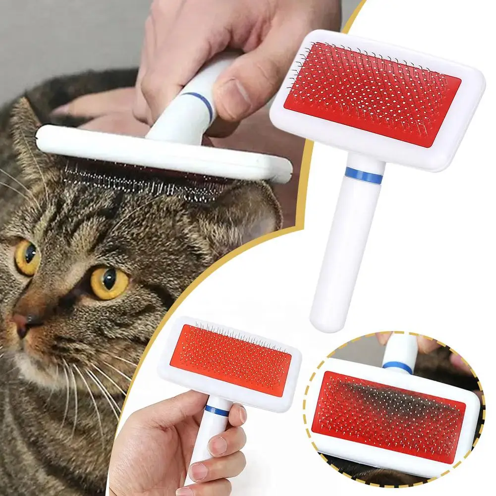 

Dog Brush Stainless Steel Dogs Combs Massage Dog Grooming Soft Pet Brush Hair Handle Comb Remover Cleaning Brush To I9b9