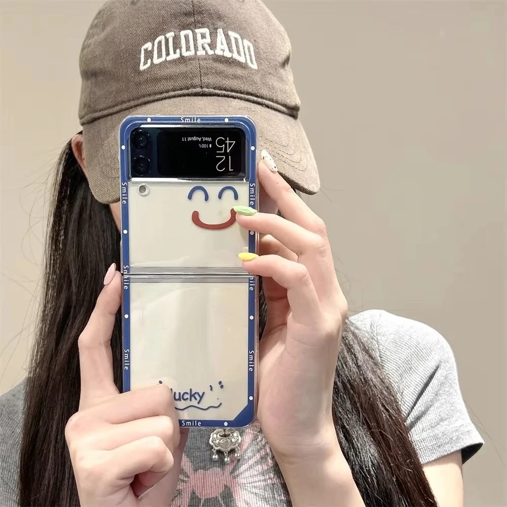 Korean Cute Happy Pattern Transparent Shockproof Folding Phone Case