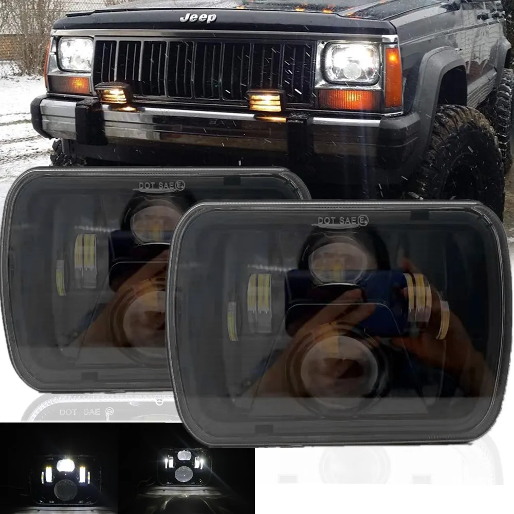 

2pc 110W 5x7 7x6 inch LED Headlights Hi Low Seal Beam For GMC Jeep Cherokee XJ MJ Comanche Tacoma Ford Van Pickup Accessories