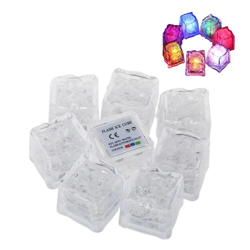 

Light Up Ice Cubes Unpatterned Ice Cube Lights Battery Operated 12 Pcs Ice Cubes LED Colorful For Shower Club Bar Party Wedding