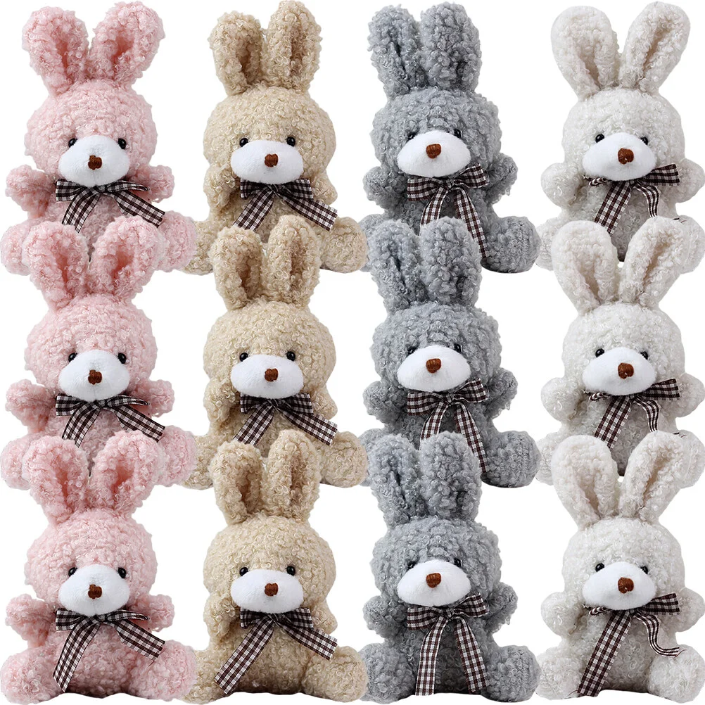 

12 Pcs Bunny Keychain Mini Plush Animals Pp Cotton Child Bulk Keychains Women