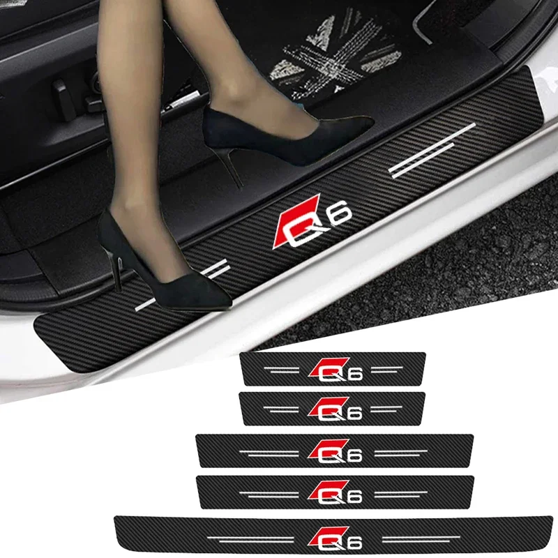 Adesivi Per Soglia Del Davanzale Della Portiera Dell'Auto Protezione Antigraffio Decalcomanie In Fibra Di Carbonio Per Audi Q6 Strisce Per Paraurti De