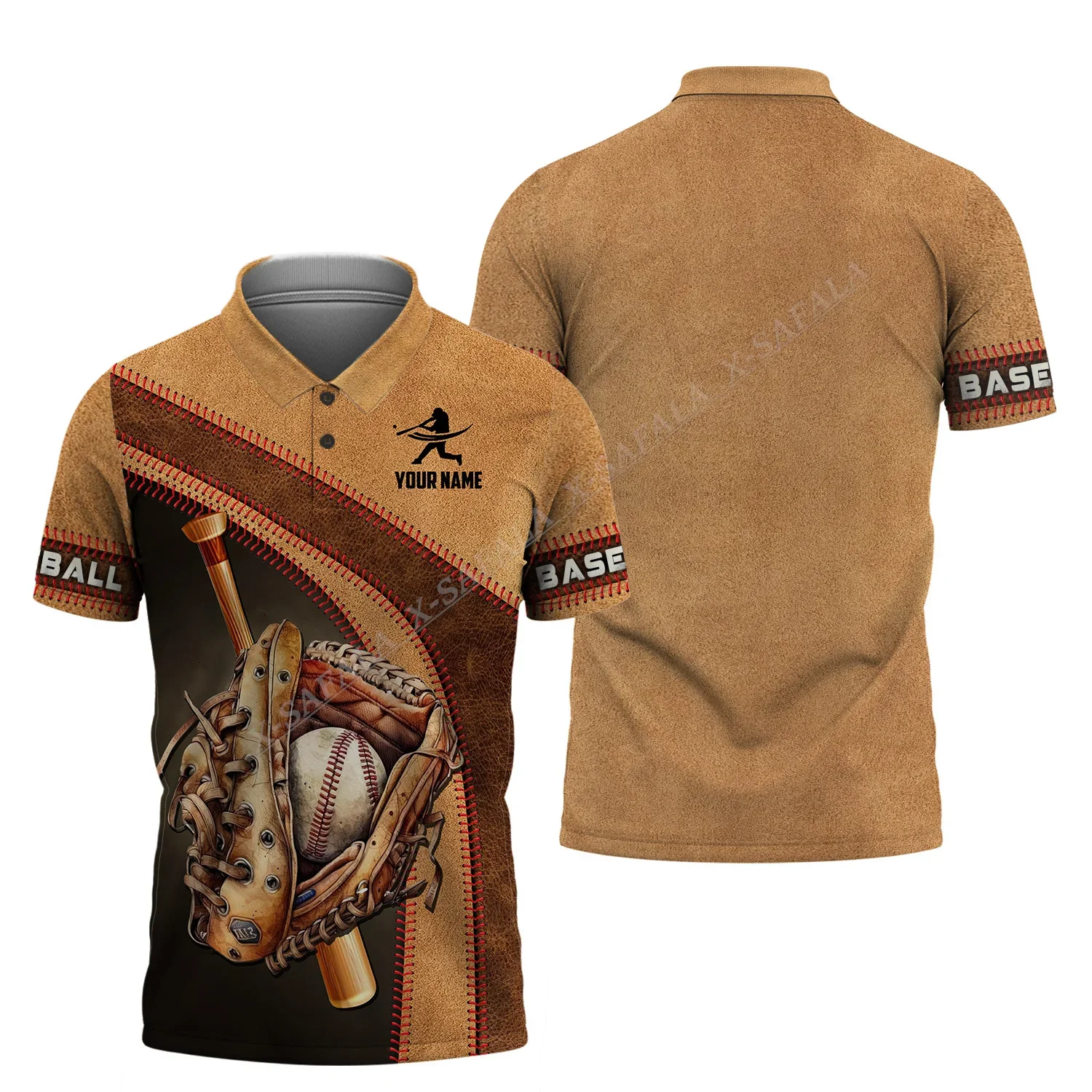 

Vintage Baseball Glove Custom Name 3D Printed Men Adult High Quality Polo Sport Shirts Collar Short Sleeve Top Tee