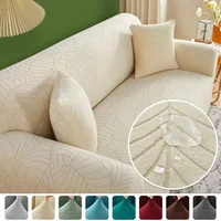 Thick stretch living room jacquard sofa cover L-shaped leaf pattern sofa cover 1/2/3/4 seat corner sofa cover machine washable 1