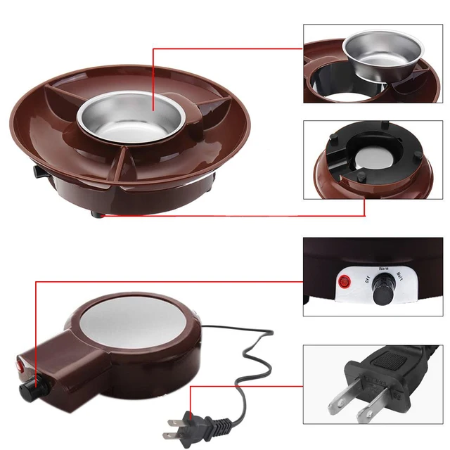 Csokoládé Fondue Edénykészlet Olvadó Edény Elektromos Készítő Tálcával És Villák Leválasztható - Image 6
