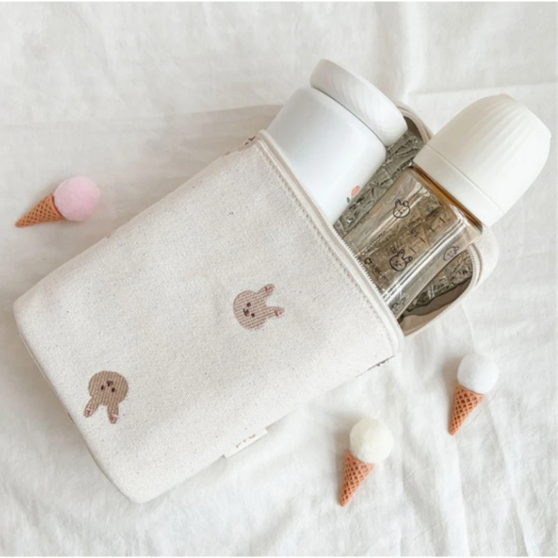Borsa fasciatoio in cotone a forma di orsetto per mamma, organizer per pannolini con cerniera, borsa a mano da donna, borsa maternità con scomparti termici - immagine 4
