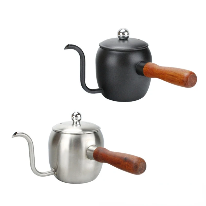 

Drip Kettle Coffee Tea Pot Stainless Steel Gooseneck Spout Pour Over Drip Coffee kettle with Wood Handle Coffee Teapot 500ml