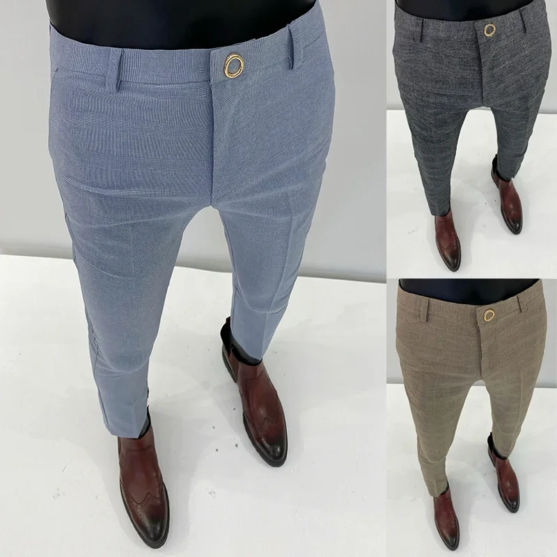 Men Suit Pants Formal Trousers Pantalone Hombre Stretch Slim Solid Color Casual Dress Full Length Pants Fashion New Men Clothing images - 6