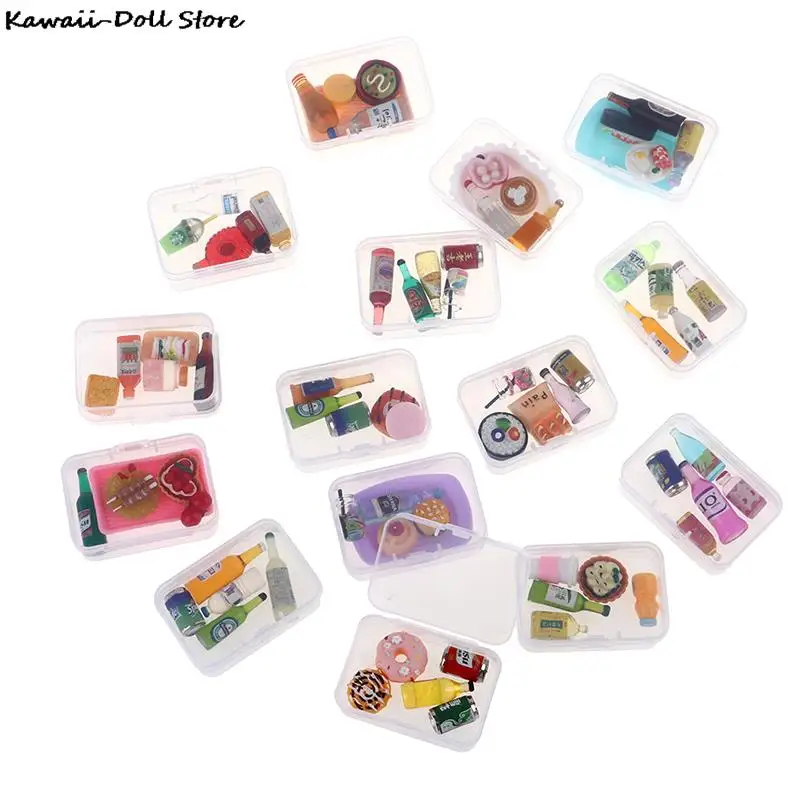 5PCS 1:12 Scale Mini Dollhouse Miniature Drink Bottle Cake Desserts Bento Food Pretend Play Food Toy Kitchen Accessories