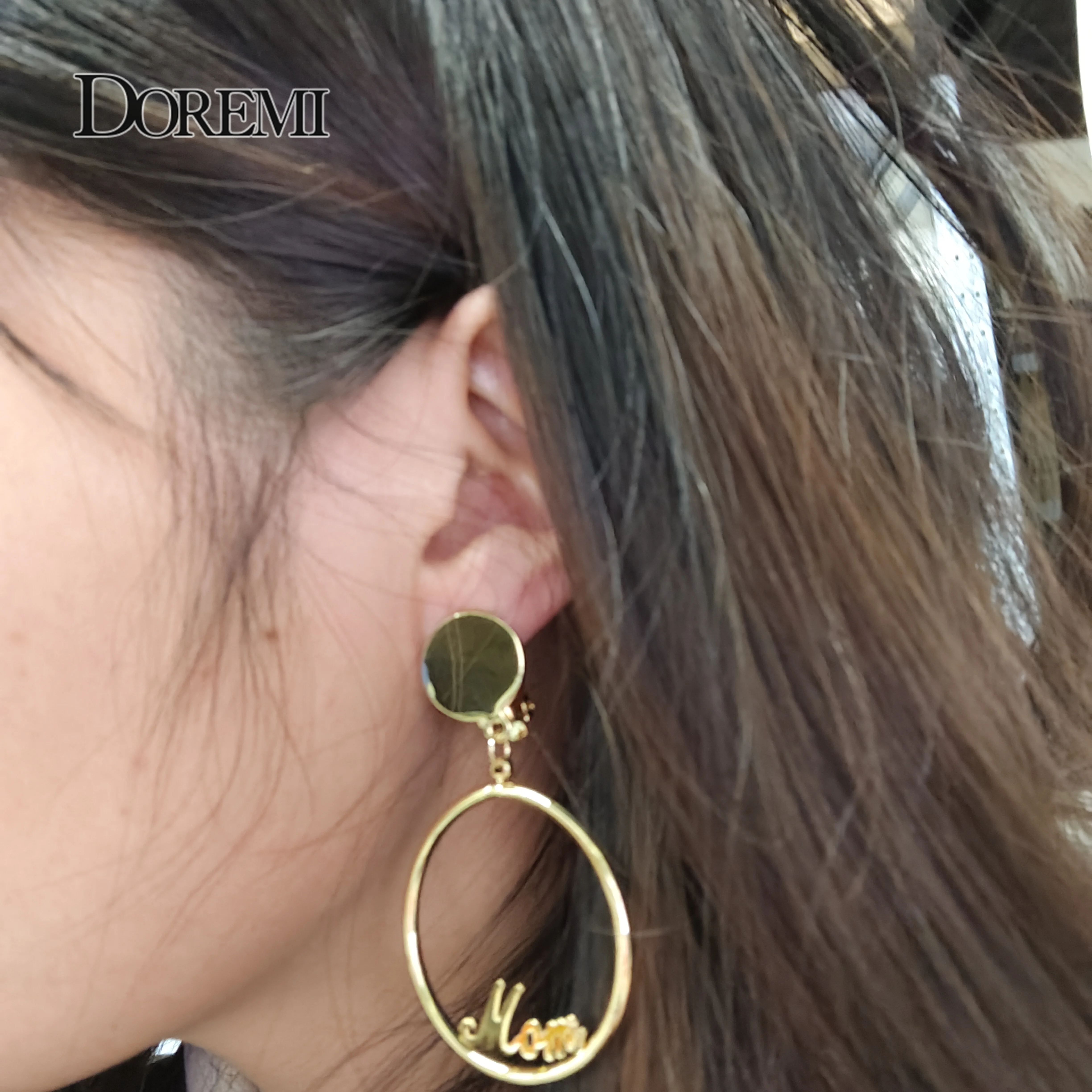 DOREMI Stainless Ear Clip Name Earrings Custom Hoops for no
