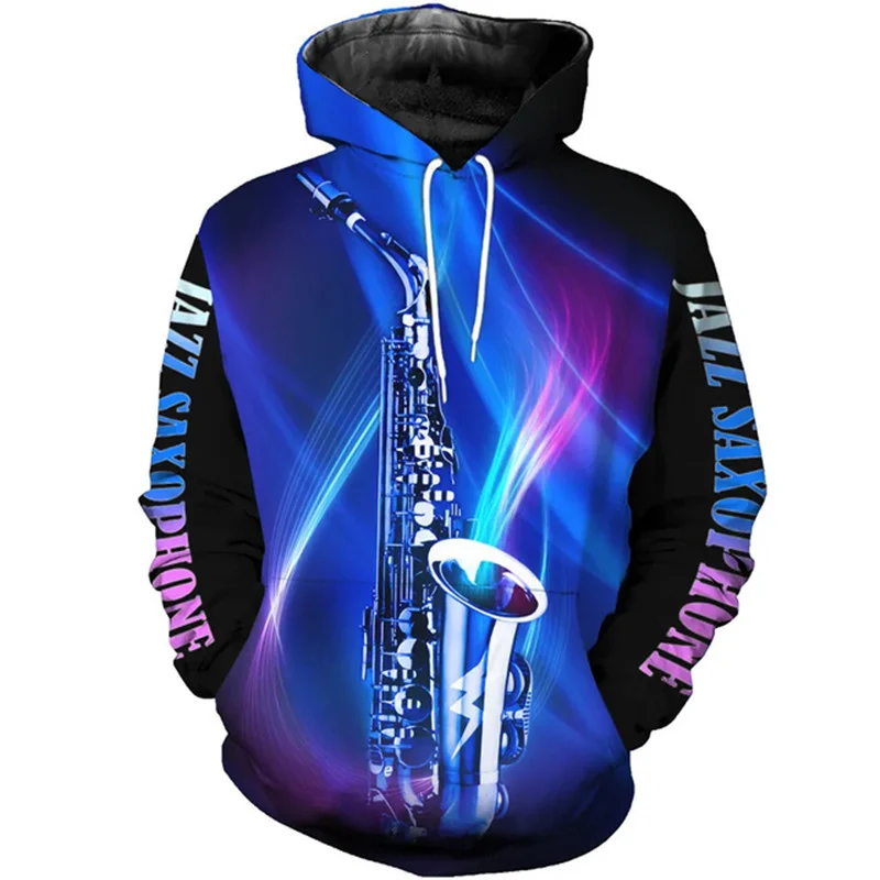 thumbnail image 1 of Sudadera con capucha con estampado 3D de saxofón para hombre, instrumentos musicales, moda, manga larga, sudaderas casuales con gráficos de saxofón, 1 of 5