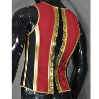 Custom Made Men's Abdomen Corset Vest Vintage Waistcoat Tight Fitting Tops For Shirts Lace Up Boned Costume Wedding Stage Party 2