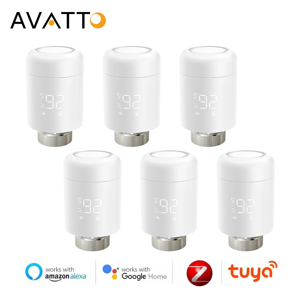 AVATTO 1 ~ 6PCS Tuya ZigBee TRV หม้อน้ํา Actuator วาล์ว,สมาร์ทเทอร์โมคอนโทรลเลอร์อุณหภูมิทํางานร่วมกับ Alexa,Google Home,Alice 1