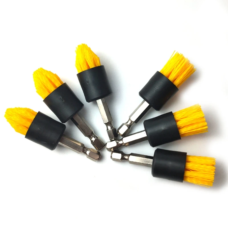 4 Pack Drill Brush Attachment Set Yellow Plastic For Cordless Drill Tile & Grout Drill Brush Set 4
