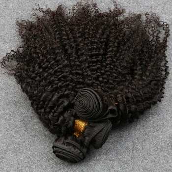 Trama riccia afro crespa Estensioni dei capelli umani al 100% 3B 3C Riccioli neri naturali Fasci di capelli umani indiani vergini Remy Tessitura del tessuto