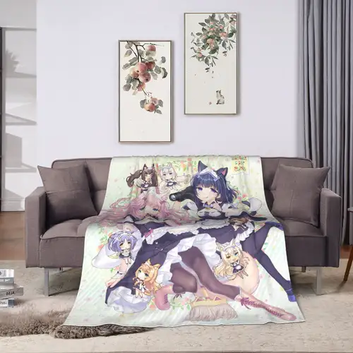 Shigure Minaduki and Fraise Nekopara Anime Blanket  Flannel Funny Soft Throw Blankets for Bed Sofa Autumn/Winter - Image 2