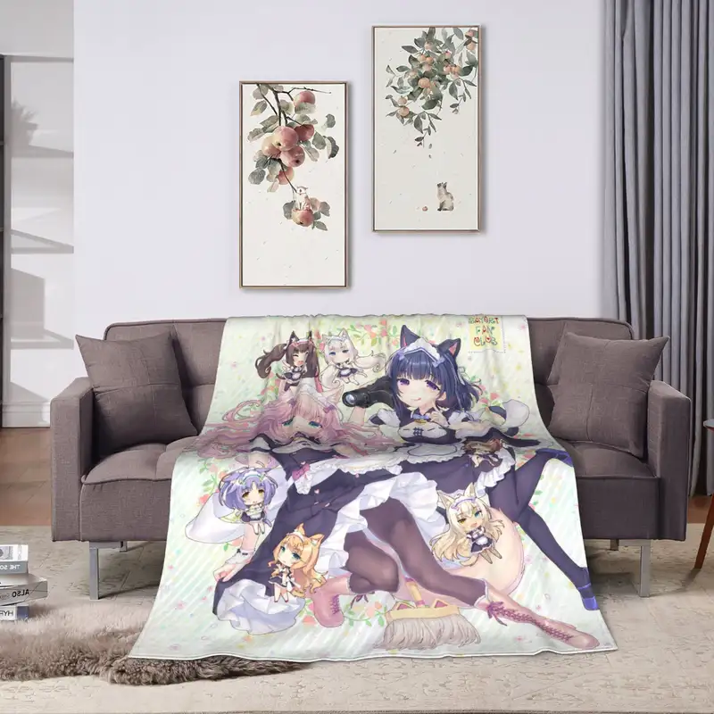 Shigure Minaduki and Fraise Nekopara Anime Blanket  Flannel Funny Soft Throw Blankets for Bed Sofa Autumn/Winter - Image 2