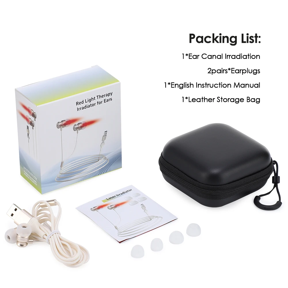 650nm Red Light Tinnitus Ear Laser Therapy Physiotherapy Treatment For Otitis Media Deafness LLLT Irradiation Earplug_voghion.com
