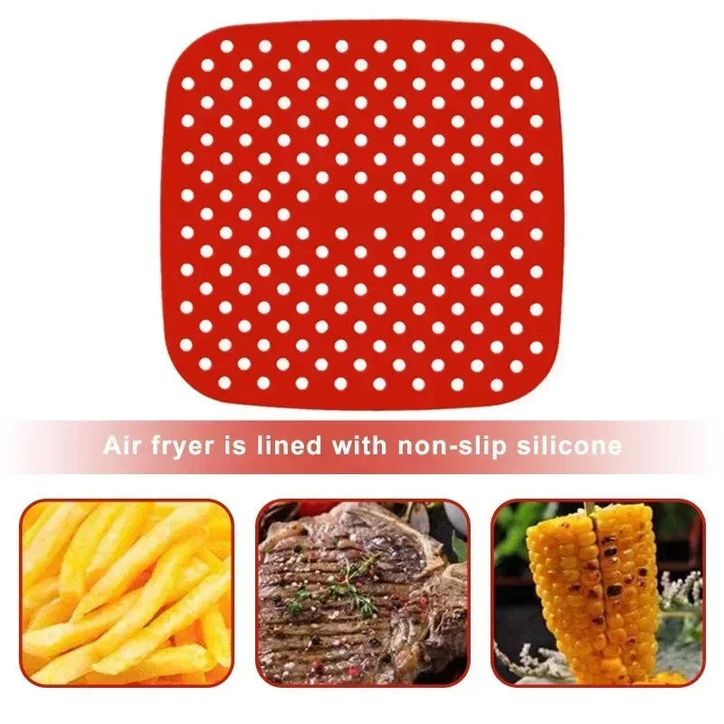 Food Grade Silicone Air Fryer Liner Non-stick Baking Mat Reusable Steamer Pad Baking Inner Liner Cooking Mat for Kitchen Accessories silicone baking mat air fryer liner air fryer silicone mat