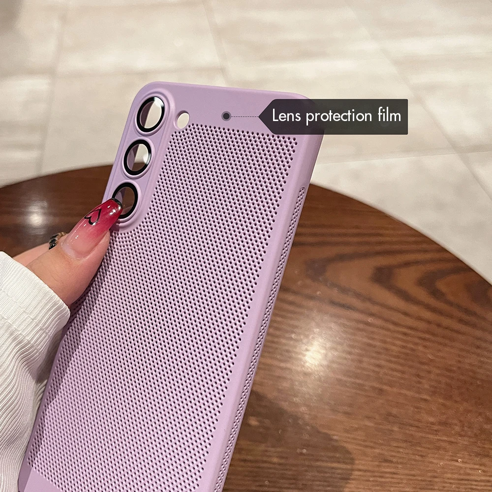 Cooling Mesh Heat Dissipation Case For Samsung Galaxy S23 S22 S21 Plus Note 10 20 Ultra Camera Protection Breathable_voghion.com