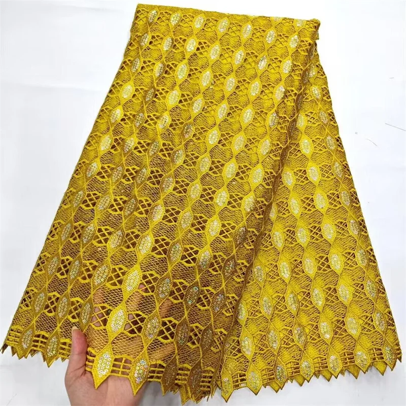 

Green African Guipure Cord Lace Fabric 2024 Yellow High Quality African Water Soluble Lace Fabric For Women Party Embroidery
