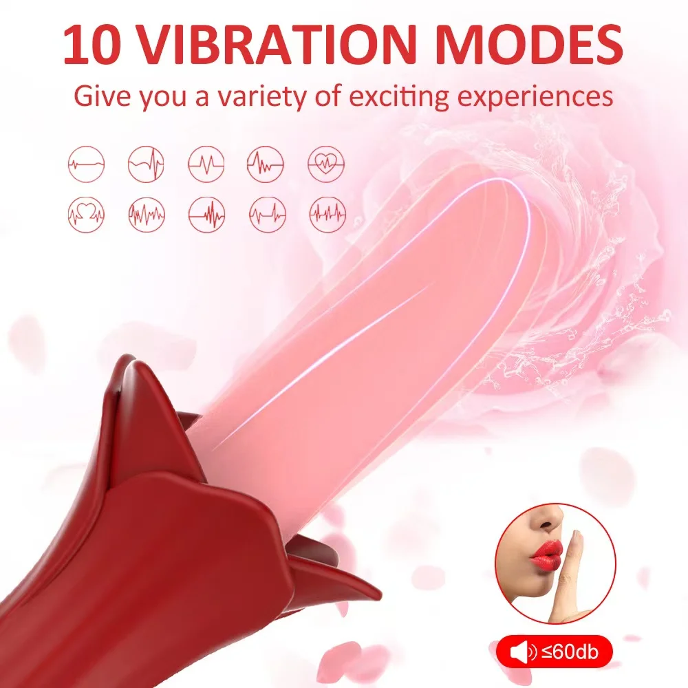 

Women Rose Tongue Licking Vibrator G Spot Nipple Stimulation Adult Toys Vibrating Silicone Clitoral Vibrators Sex Toys For Women