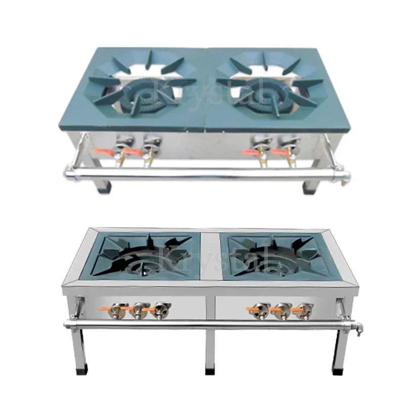 Gas Stove Stainless Steel Commercial Double-Eye Double-Ring Gas Short-Foot Energy-Saving Soup Stove 2