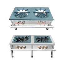 Gas Stove Stainless Steel Commercial Double-Eye Double-Ring Gas Short-Foot Energy-Saving Soup Stove 2