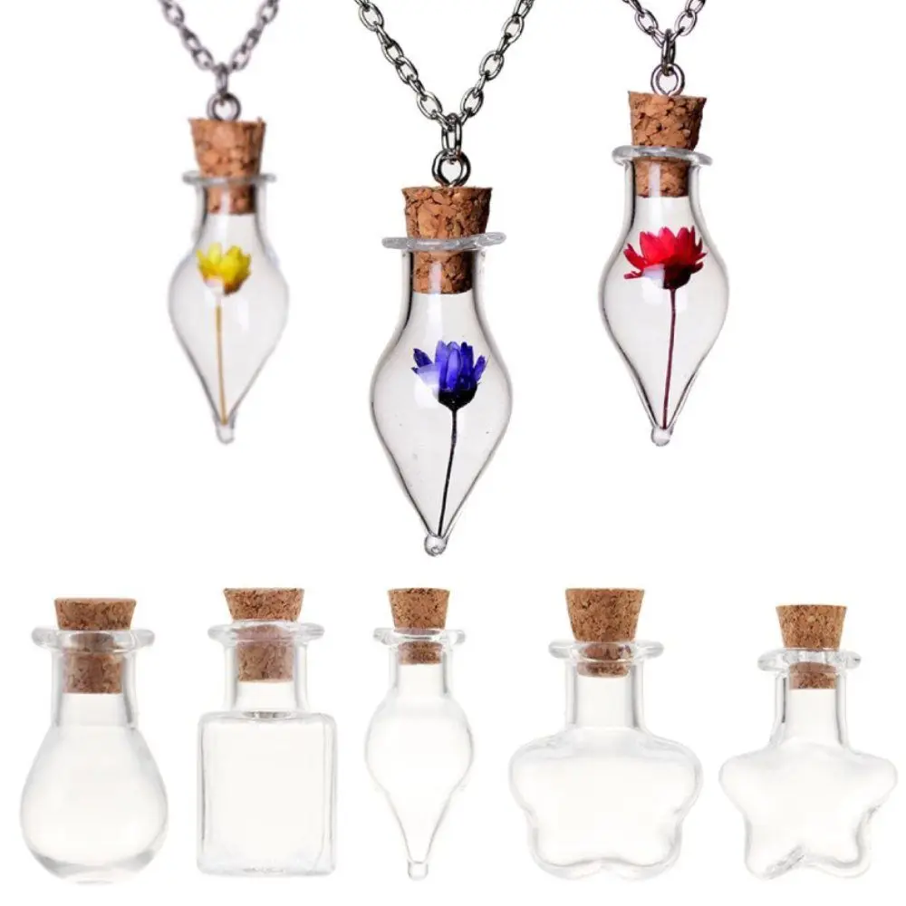 5pcs Mini Glass Cork Bottles Empty Sample Jars Wishing Bottle Home Decoration DIY Jewelry Pendants Cork Stopper Storage Vial mini glass bottles