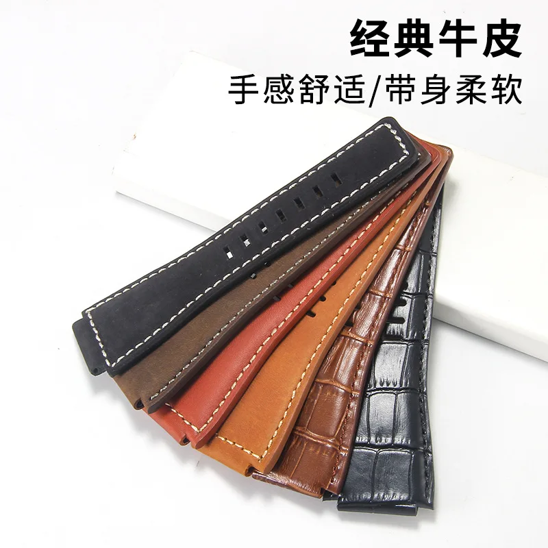 Premium Genuine Leather Watch Strap - Durable & Stylish Replacement Slub Watchband with Crazy Horse Finish