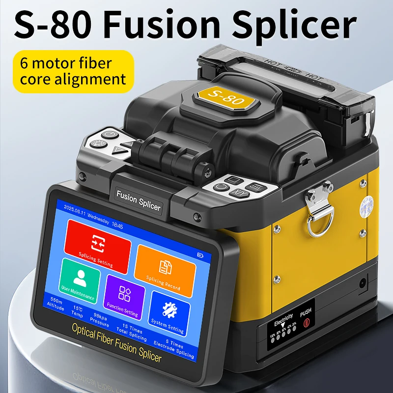 COMPTYCO S-80/A-80S/FS-60E/A-88S 광섬유 융착접속기 6모터 다국어 지원 FTTH 광섬유 융착기 터치스크린