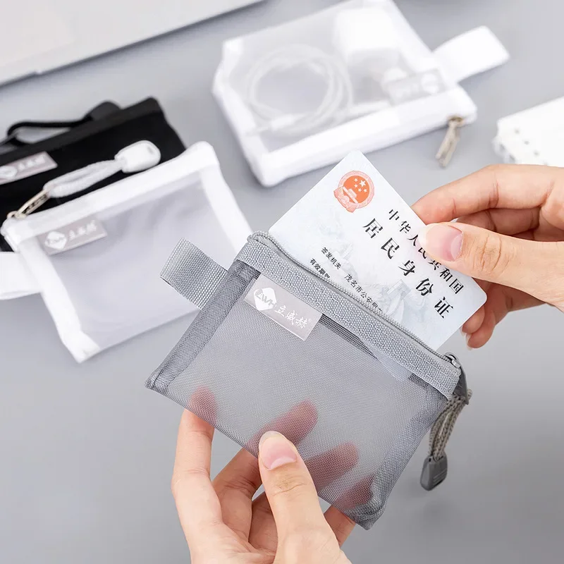 Cute Mini Clear Mesh Storage Bag ID Bank Card Credit Card Bag Coin