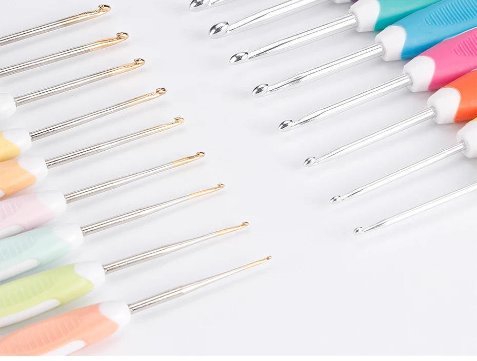 Description Picture 4 of item9Pcs Crochet Hook Hand Knitted Crochet Aluminum Crochet Needles With Colorful Grip DIY Process Tool Knitting Needles Set