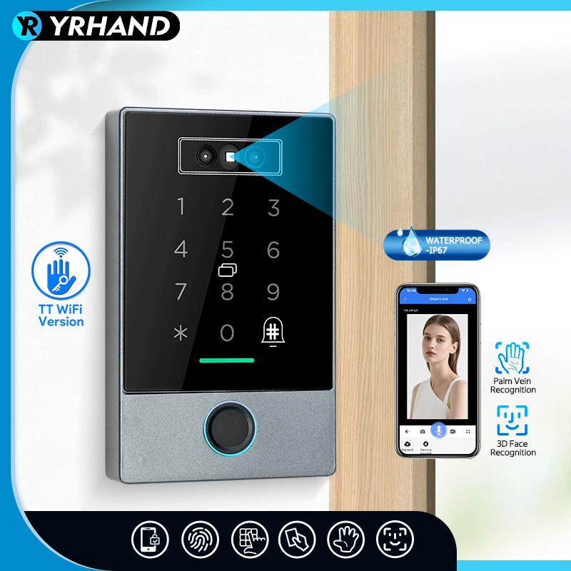 NFC 태그 TTLock 모티스 지문 도어 상태 센서 G2 게이트웨이 스마트폰 앱 13.56Mhz RFID 도어 출입 통제 시스템 K3D