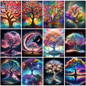 Huacan Diamond Mosaic Landscape Full Diamond Painting Tree Of Life Fantasy Art Wall Decor Set Rhinestone Pictures 1