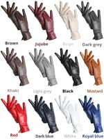Women's sheepskin gloves winter warm plus velvet short thin touch screen driving color women's leather gloves good quality -2226 - Image 5