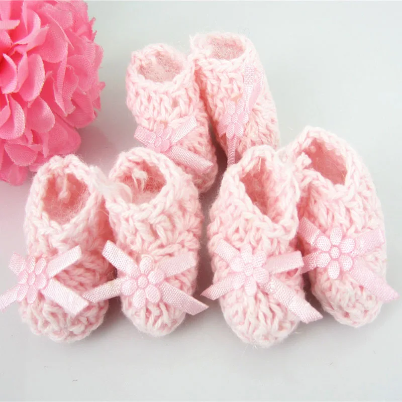 12pairs Handmade miniature crochet booties For baby shower favors baptism party decorations 25 x 40mm