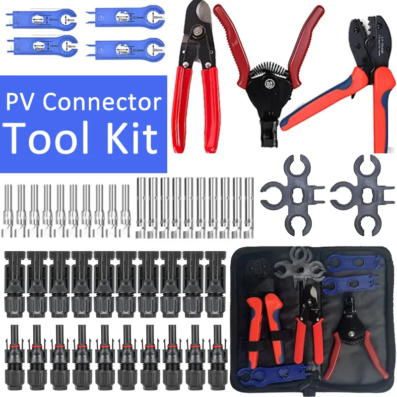 Solar PV Crimping Tool Kit For AWG14-10 2.5/4/6mm&sup2; With Stripper Wire Cable Cutter Solar panner Solar Connector Kit