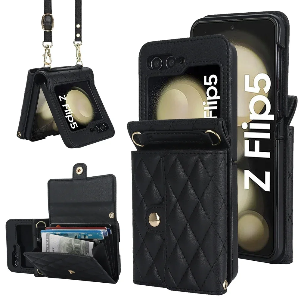 Luxurious Crossbody Leather Wallet Case with Lanyard and Card Holder