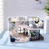 DIY Wooden Miniature Model Kit Girls Modern Loft Casa Doll Houses 3D Puzzle Dollhouse With Furniture LED Lights for Friends Gift 3