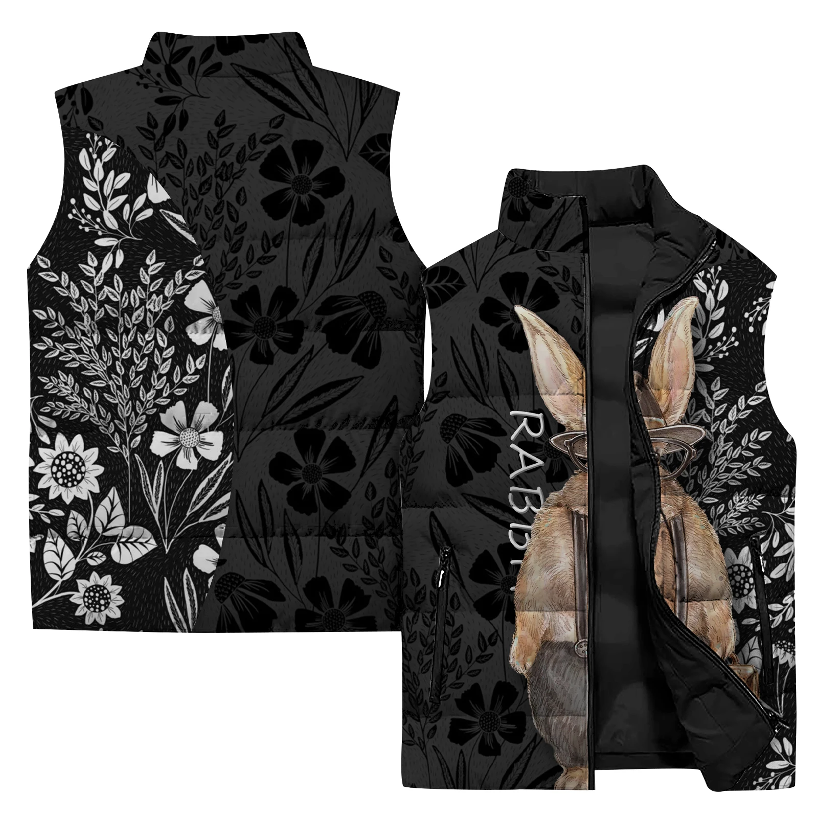 thumbnail image 1 of Chaleco cómodo y cálido para hombre, elegante chaleco con estampado de zorro, ropa personalizada con estampado de gato y conejo, chaquetas de invierno para hombre, 1 of 4