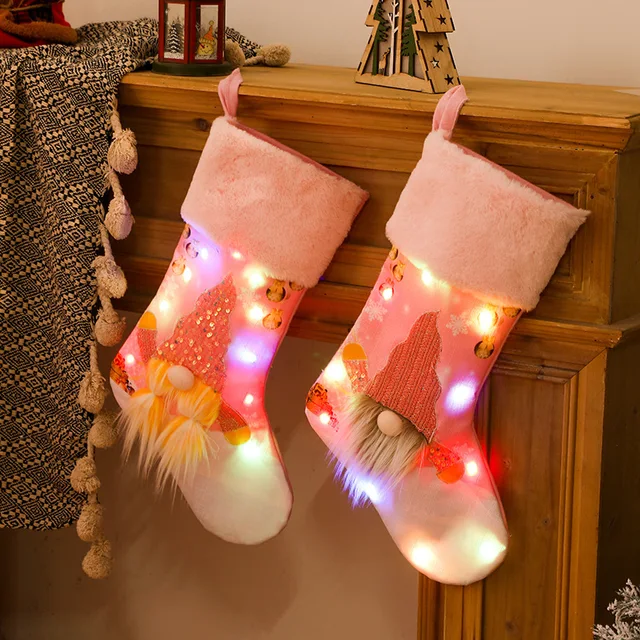 Personalized Pink Glow Christmas Socks