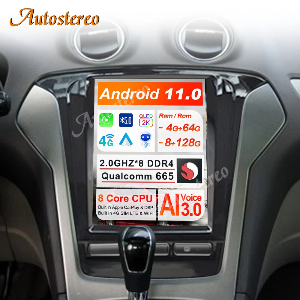 Android11 128 Car GPS Navigation For Ford Mondeo Fusion MK4 2011 2013 Auto Head Unit Multimedia