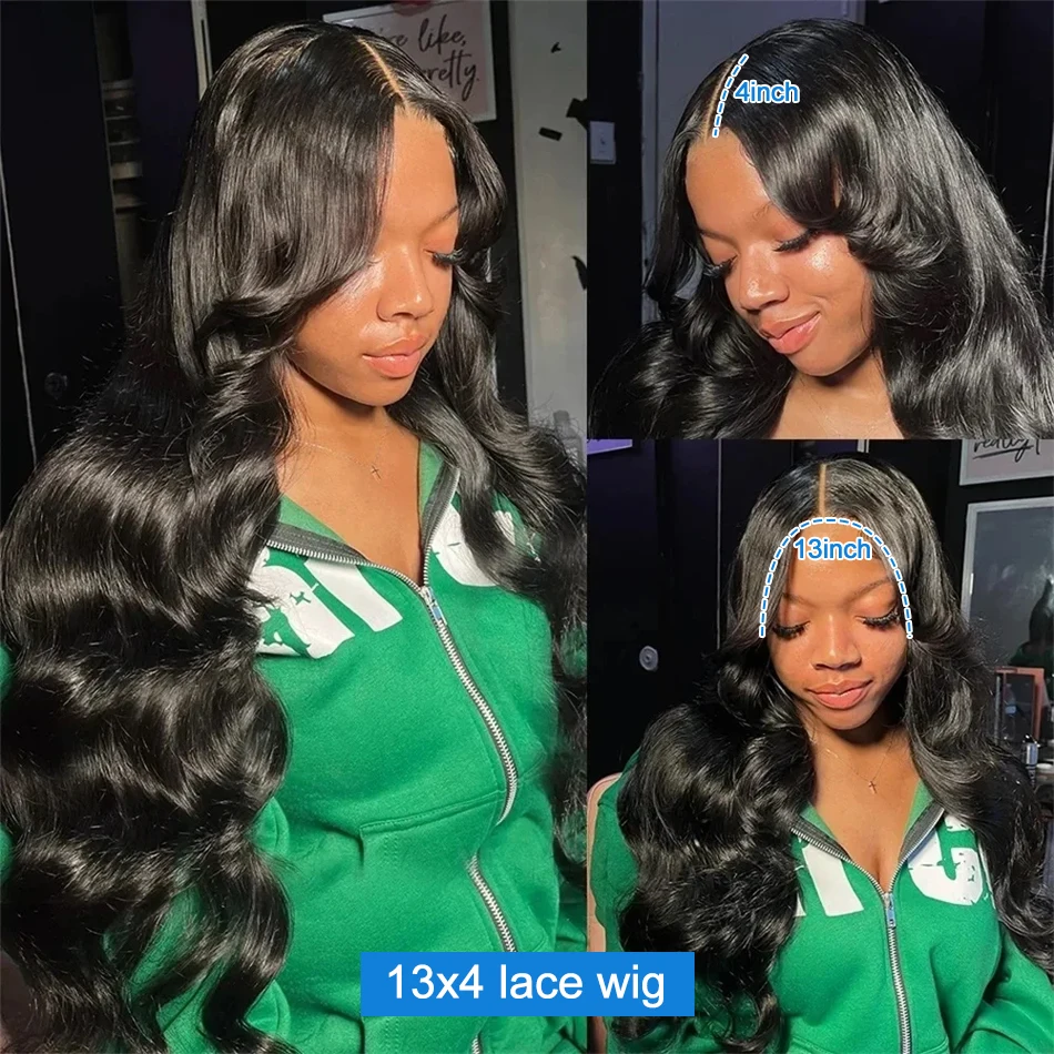 Human Hair Wigs Body Wave 13x4 HD Transparent Lace Front Wig 30 32 Inch Brazilian Wavys 200% High Density Lace Frontal For Women